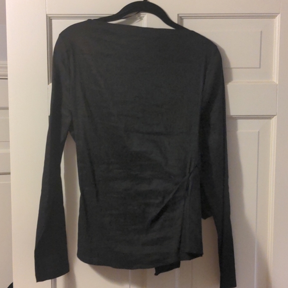 Zara black linen blouse w bow detail - Picture 2 of 2